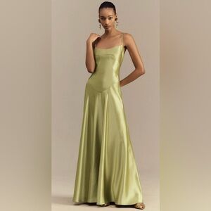 Elegant Satin Green Dress